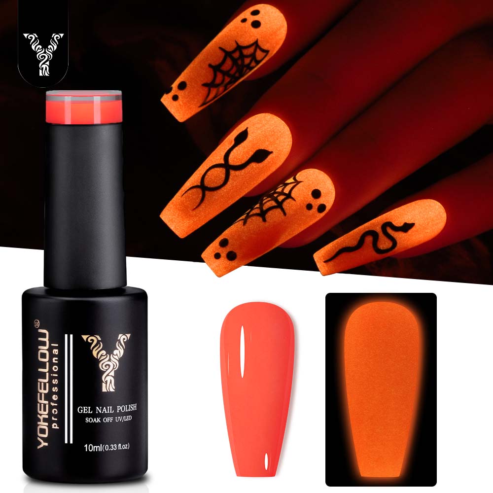 Nail Art Orange - YOKEFELLOW Glow in the Dark Gel
