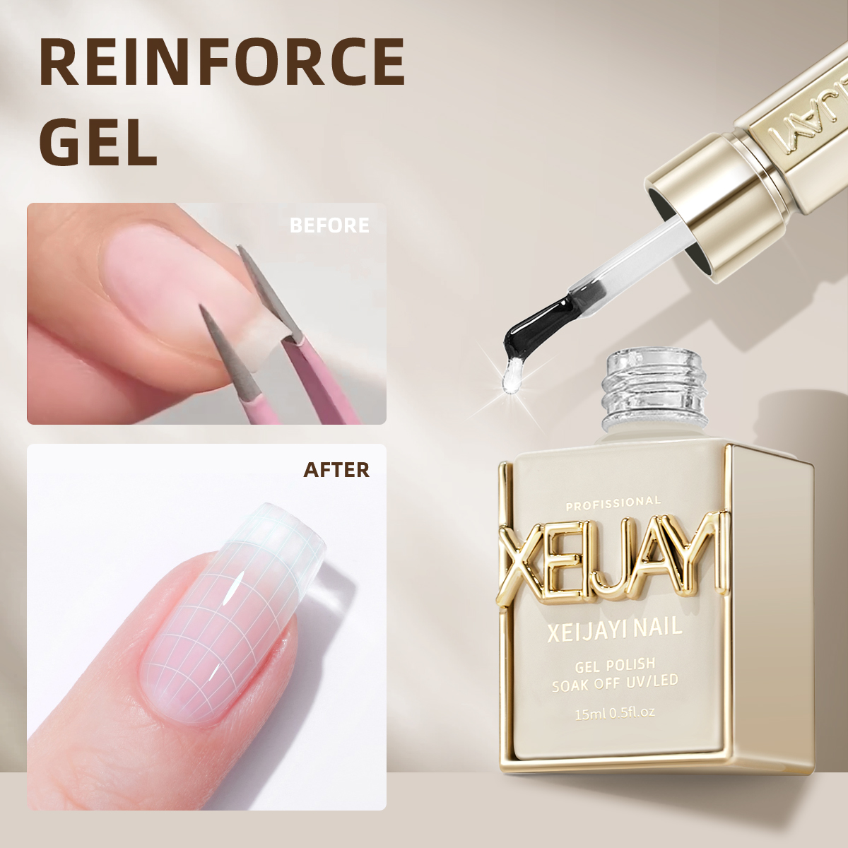Nail Art Orange - 1Pc 15ml Reinforce Gel Nail Gel