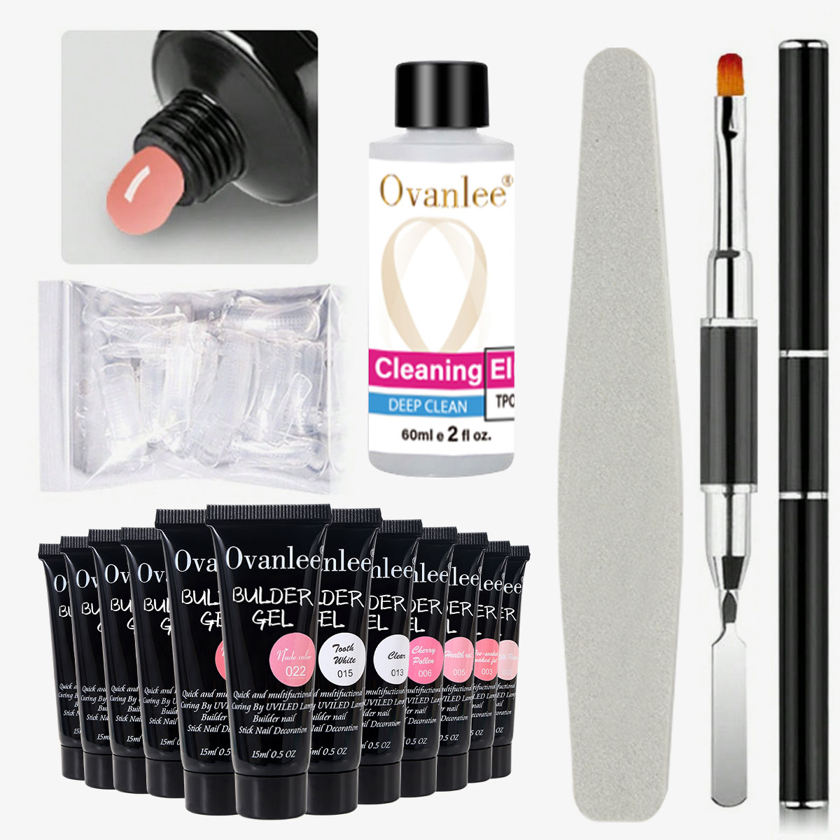 Polygel Nail Kit - Ovanlee 18-Piece Nail Builder Gel Kit