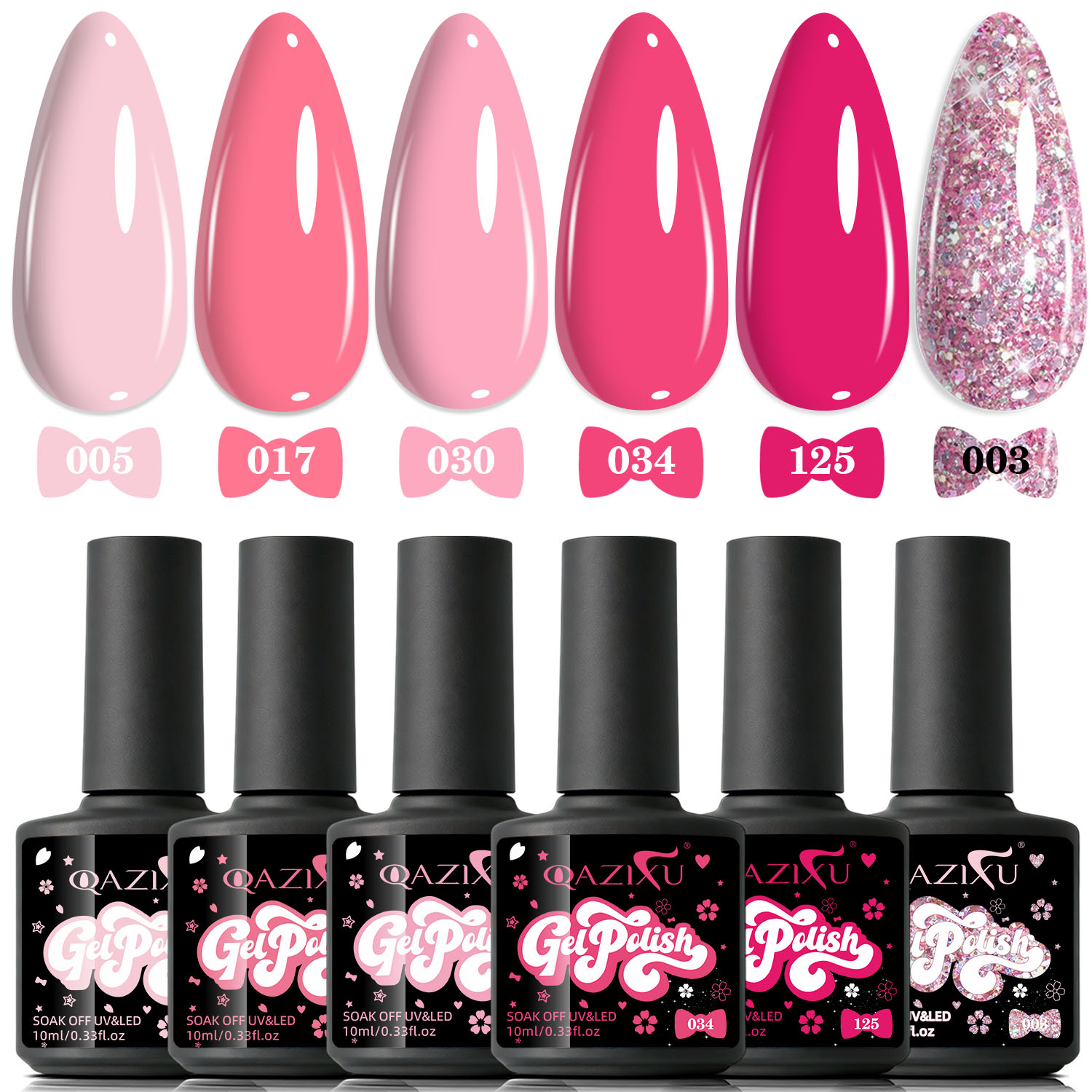 Nail Art Orange - QAZIXU 1/6 Pcs Pink Gel Nail