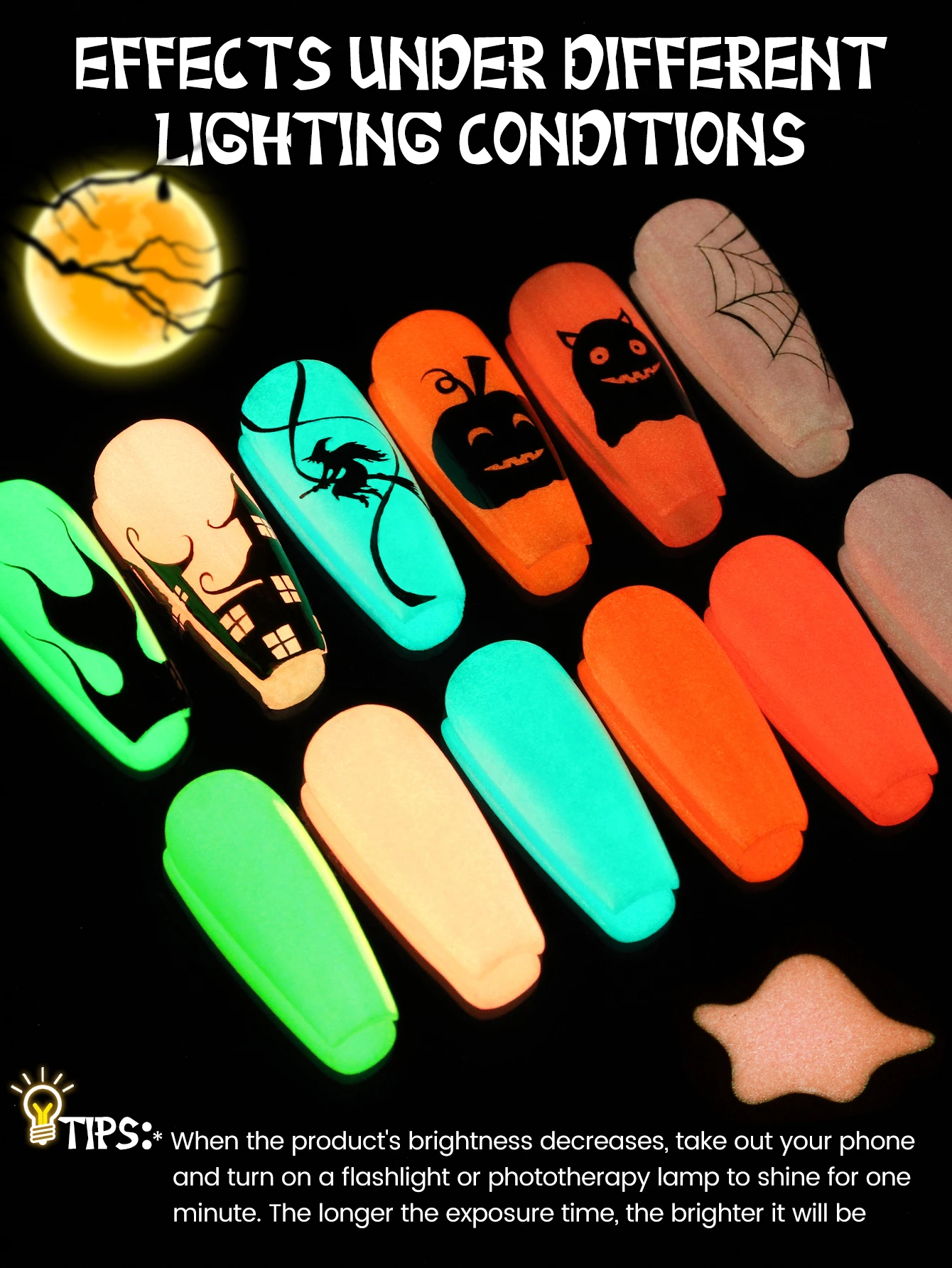 YOKEFELLOW Glow in the Dark Ge - Nail Art Orange review and price