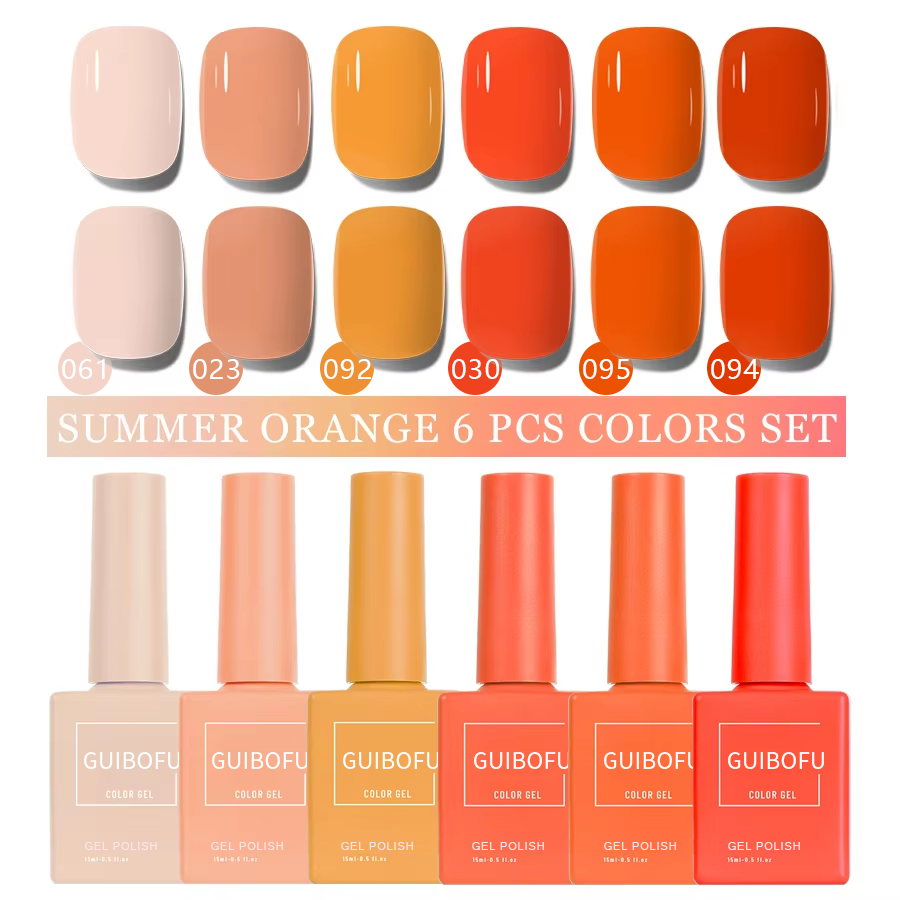 6pcs 15ml Gel Nail Polish Set  - Nail Art Orange review and price