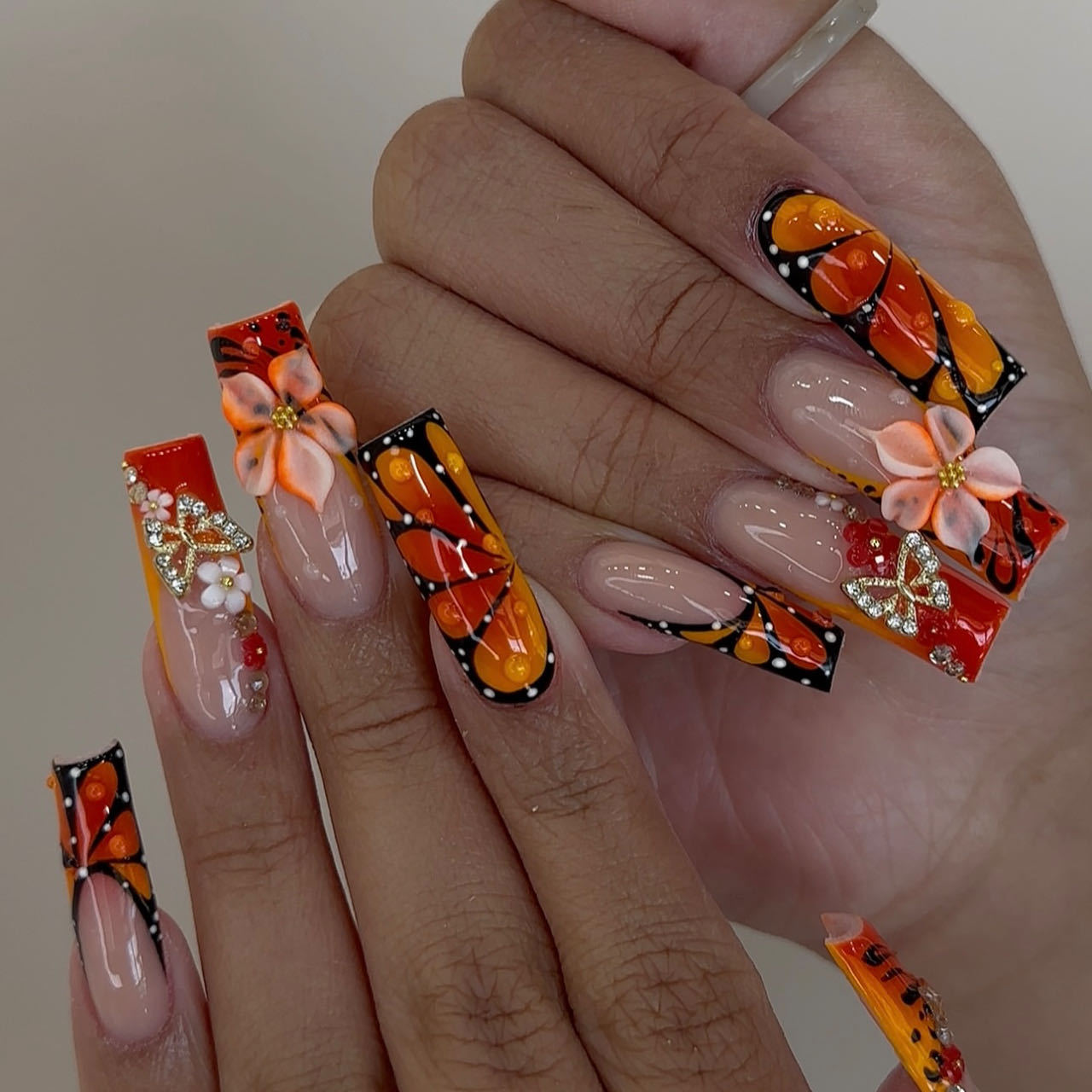 Medium fake nails for women gi - Nail Art Orange review and price